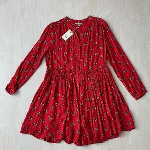 Lucky Brand Red Floral Button-Up Dress